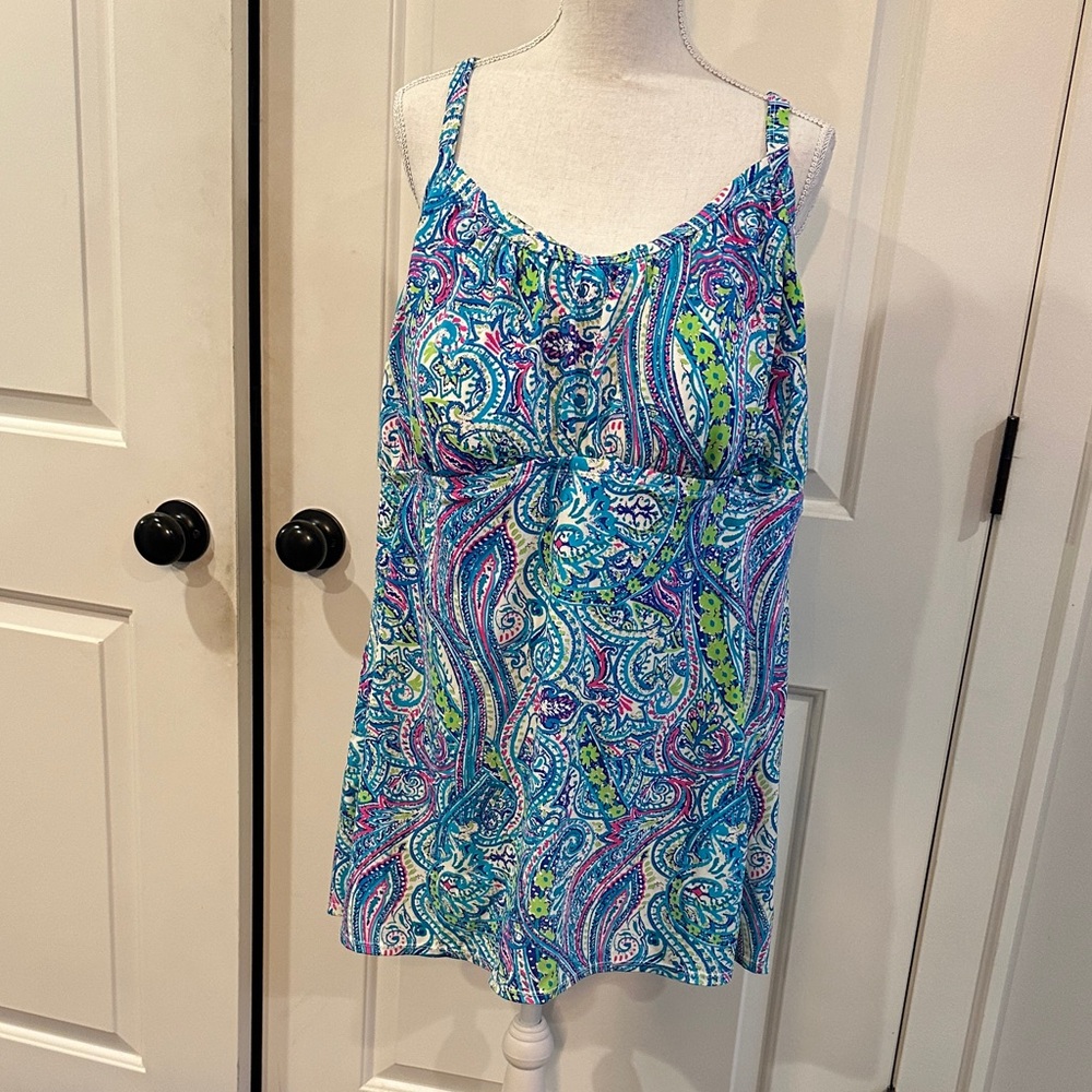 Kim Rogers Paisley One-Piece Swimsuit in Blue, Green, Pink